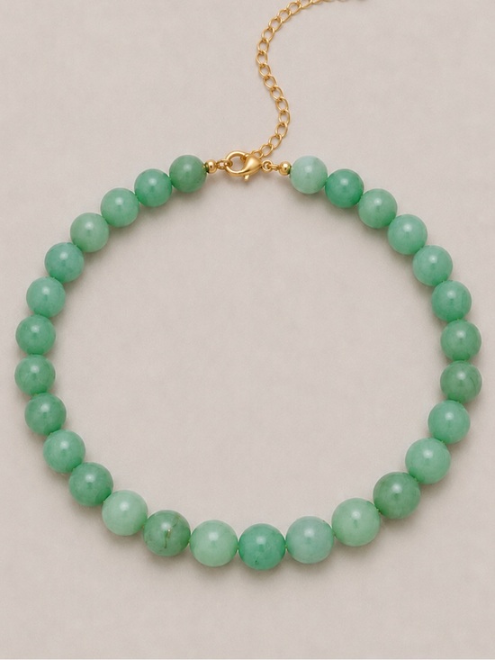 Anthropologie Jewelry - New! Natural Green Jade Beaded Necklace NWOT 1077